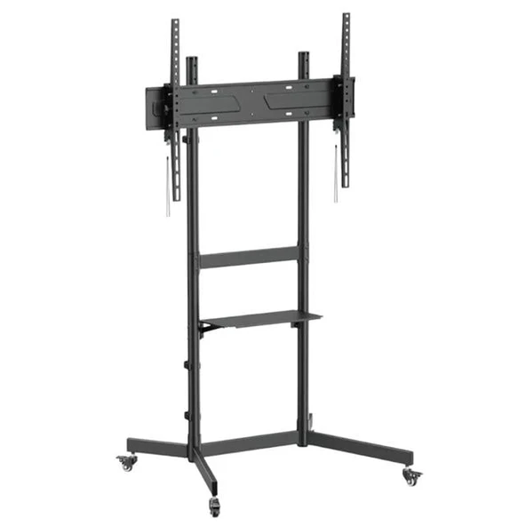 Vontech V1044VE 55''-100'' Uyumlu Tekerlekli Ayaklı Raflı LCD-LED TV Sehpası Standı ürün görseli 1