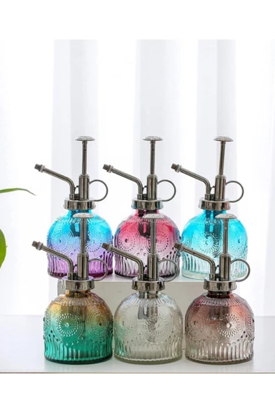 Şık Tasarımlı Ev Bahçe Saksı Çiçeklerine Özel Cam Bitki Sulama Fıskiyesi Kolonya Şişesi 200 ML Mor - 6