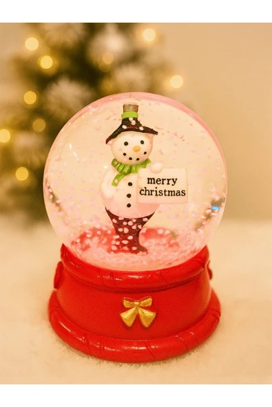 Yeni Yılın En Güzel Hediyesi Yılbaşı Kardan Adam Merry Christmas Figürlü Led Işıklı 9 cm Kar Küresi - Resim 2