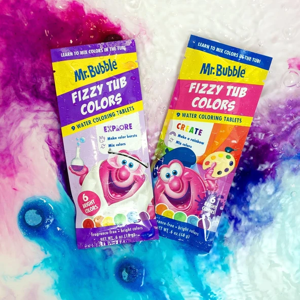 Mr. Bubble Fizzy Tub Colors Banyo Suyu Boyama Tabletleri - Resim 2