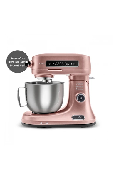 Karaca Pro Artisan Tartılı Dijital Ekran Zaman Ayarlı Döküm Hamur Yoğurma Makinesi Rosegold 1600W 5L - Resim 2