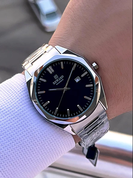 Reward Çelik Kordon Takvim Özellikli 5 Atm Suya Dayanıklı Erkek Kol Saati VS.BLKT.0521 - Resim 3