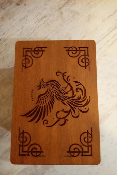 Tarot Kutusu Sunak Run Taşları Kutusu El İşi Anka Kuşu Ahşap - Resim 2