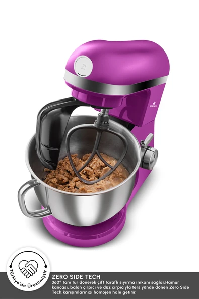 Karaca Mastermaid Chef Pro Çift Kollu Hamur Yoğurma Makinesi Fushia Love 1750W 5L - Resim 5