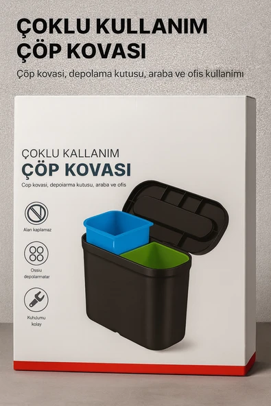ÜSKÜDAR İLETİŞİM Kullanışlı Ev Ofis Araç İçi Düzenleyici Koltuk Arkası Çöp Kutusu - 6