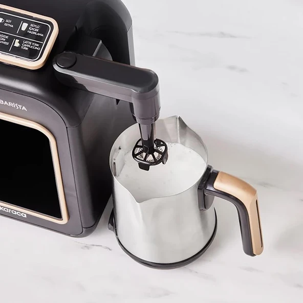 Karaca Hatır Plus Barista Steel 6 in 1 Konuşan Latte Cappuccino ve Közde Türk Kahve Makinesi Mineral Gold - 12