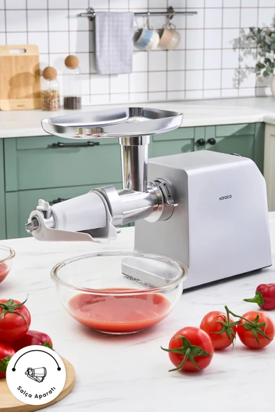 Karaca Salça,Sucuk,Sosis ve İçli Aparatlı Kıyma Makinesi Inox - Resim 4