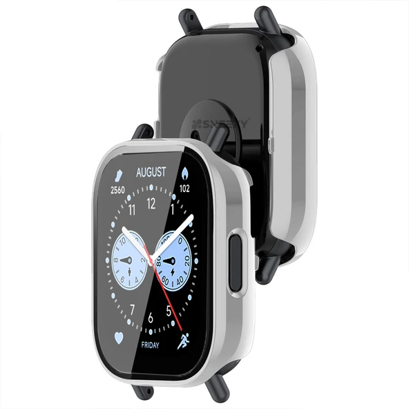 Redmi Watch 5 Lite Kasa Uyumlu Kılıf Sert PC Kasa ve Ekran Koruyucu Kılıf  Gümüş - Resim 3