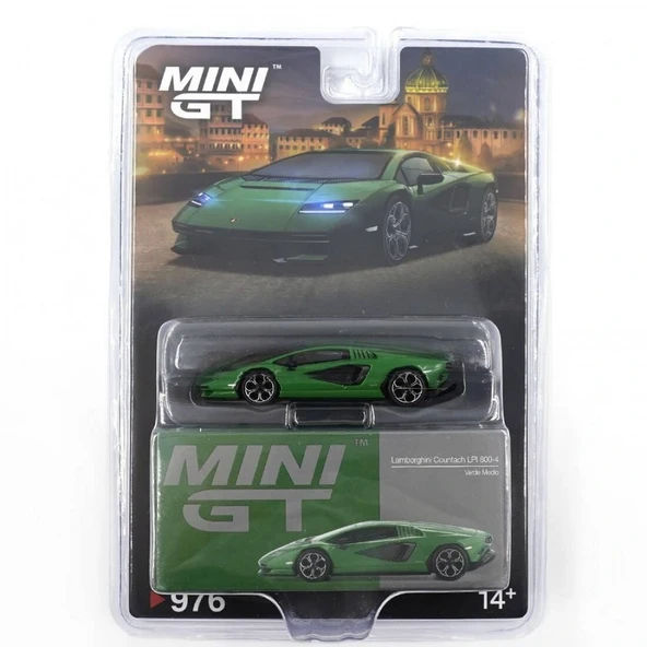 Mini GT 1/64 Lamborghini Countach LPI 800-4 Verde Medio - Blister Paket - Resim 2