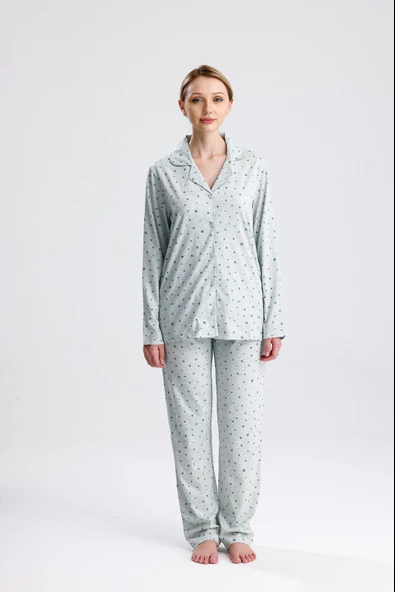 YILDIZ DESEN PAMUK KADIN PİJAMA TAKIM - Resim 10