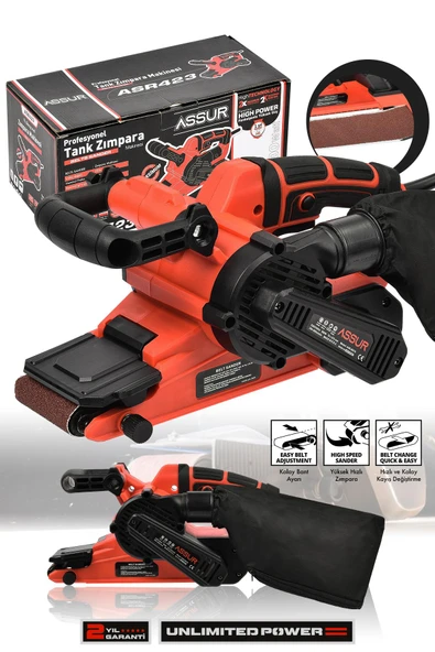 Assur 900W Elektrikli Vakumlu Cila Özellikli Tank Zımpara Makinesi - 1