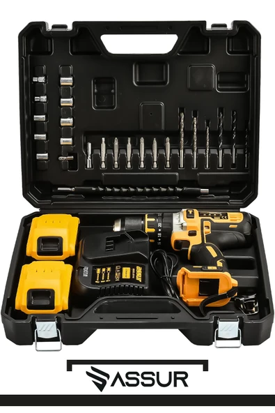 Assur Plus 18V Metal Şanzıman Çift Akülü Şarjlı Darbeli Matkap - 3