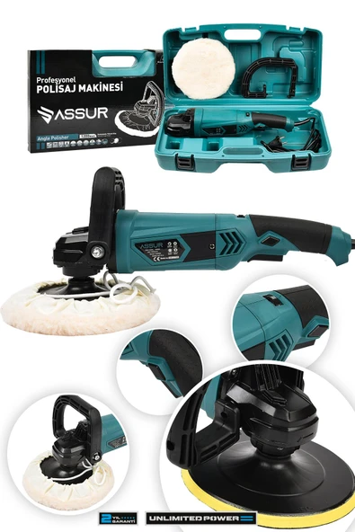 Assur Plus 1200W Polisaj Makinesi Devir Ayarlı 6 Kademeli 180mm Pasta Cila ürün görseli 1