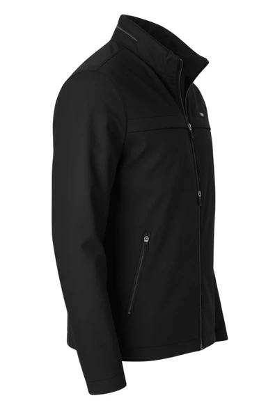 Erkek Siyah Pamuk Polyester Karışımlı Su İtici İçi Kürklü Kaban – Rüzgar Geçirmez, Hafif ve Dayanıklı - Resim 2