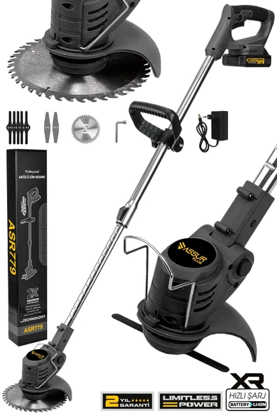 Assur Plus 21V Çift Akü Uzatma Kollu Çim Çalı Ot Biçme Tırpanı - 1