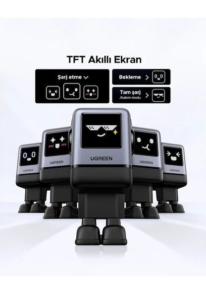 Ugreen Nexode Uno 100W Robot GaN Hızlı Şarj Cihazı 3xUSB-C, 1xUSB-A, Gri, 45515B - 8