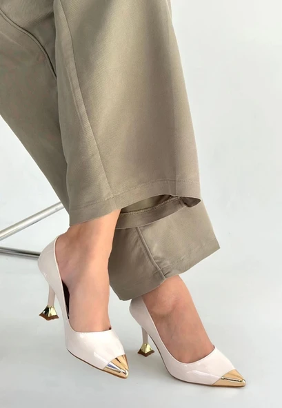 BİÇOMİ Artem Bej Rugan Topuklu Ayakkabı - Resim 2