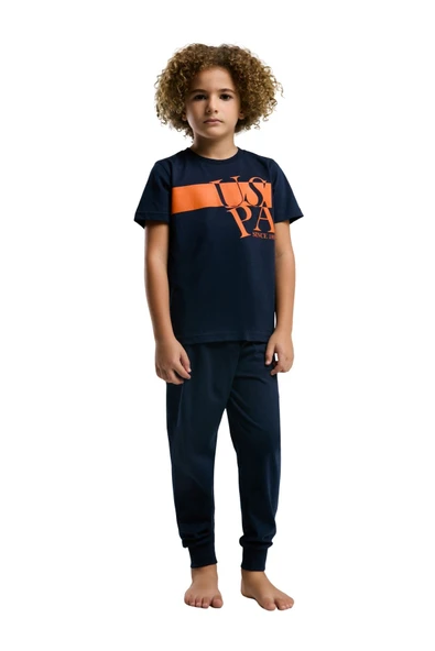 Us Polo Erkek Çocuk Lacivert Kısa Kol Pijama Takım 2016 - Resim 2