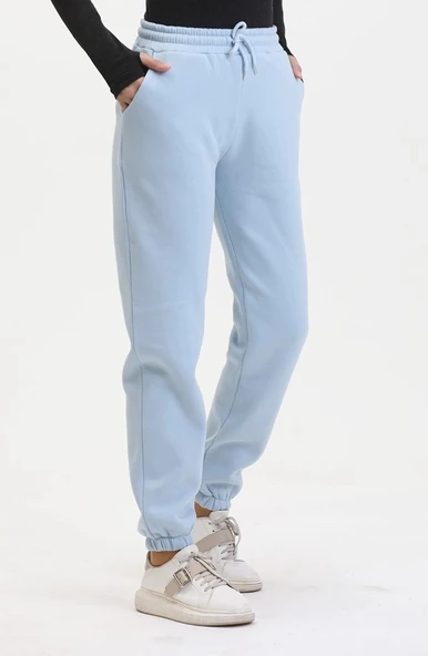 BİÇOMİ 3 iplik şardonlu paça lastikli eşofman bebe mavi is001 ürün görseli