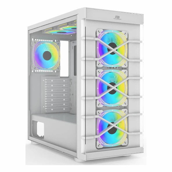 PowerBoost PB-GR222BW USB 3.2 RGB ATX Mid Tower Beyaz Kasa ürün görseli 1