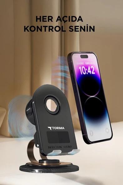 Torima JX-061 Siyah Manyetik Telefon Tutucu Kablosuz Hoparlör Araç Ev Ofis Kullanımına Uygun - Resim 4