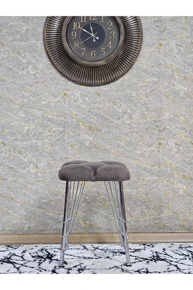 Kare Krom Kaplama Telli Ayaklı Tabure - Oturak - Bar Taburesi - Ayaklı Tabure Kahverengi Renk 48 x 33 Boyut/Ebat - Resim 2