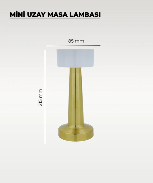 Gold Mini Uzay Masa Lambası - Dokunmatik - 3 Renk Işık - Resim 2