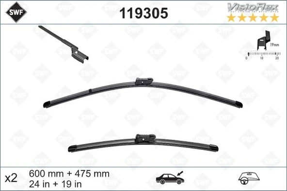 SİLECEK SÜPÜRGESİ ÖN ÜSTTEN BASMALI GOLF5-GOLF6-JETTA-PASSAT-CADDY-YETI 600 x 475 mm 1Q1998002-3C1998002-5K1955425 ürün görseli