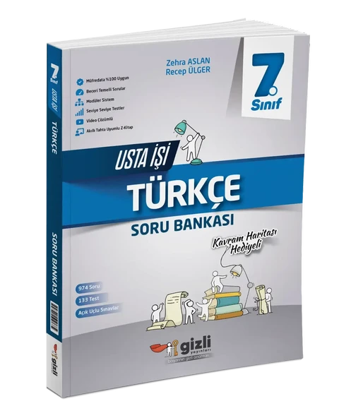 GİZLİ YAYINLARI 7. Sınıf Türkçe Usta İşi Soru Bankası (Kavram Haritası Hediyeli) ürün görseli