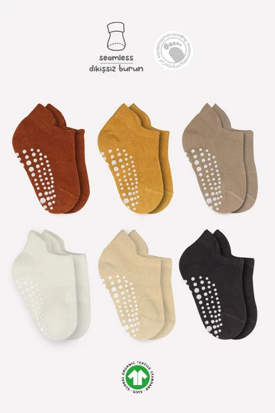 Bistyle 6'Lı Sneakers Kaymaz Penye Çorap BS20102 Toprak ürün görseli 1