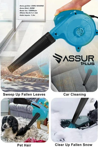 Assur Plus 450W Elektrikli Hava Üfleme Emme Körüğü - 3