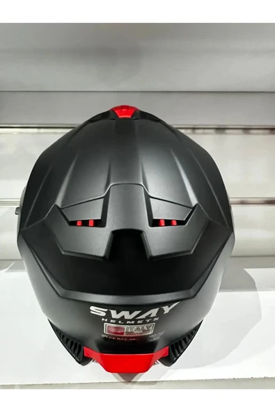 KASK SWAY SW-865 MAT SİYAH GÜNEŞ GÖZLÜKLÜ - 3