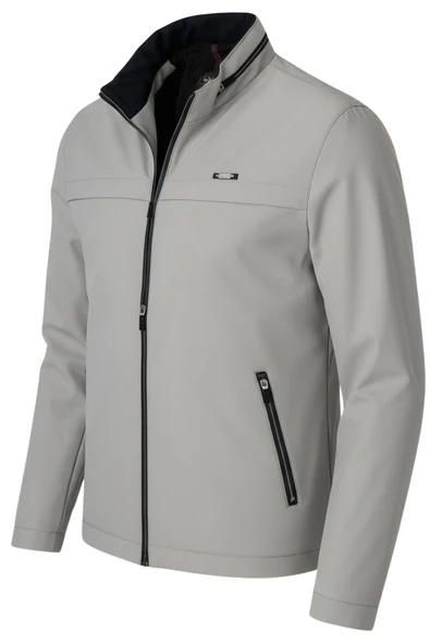 Erkek Beyaz Pamuk Polyester Karışımlı Su İtici İçi Kürklü Kaban – Rüzgar Geçirmez, Hafif ve Dayanıklı - Resim 3