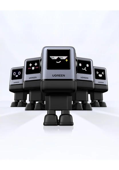 Ugreen Nexode Uno 100W Robot GaN Hızlı Şarj Cihazı 3xUSB-C, 1xUSB-A, Gri, 45515B - 2