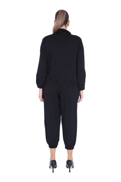 Kadın Büyük Beden Beyaz Şeritli Alt Üst Spor Şık Pamuk Takım - Resim 3