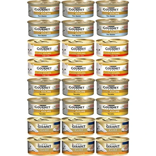 Gourmet Gold Karışık Kıyılmış Konserve Yetişkin Kedi Yaş Maması 24 x 85 G ürün görseli 1