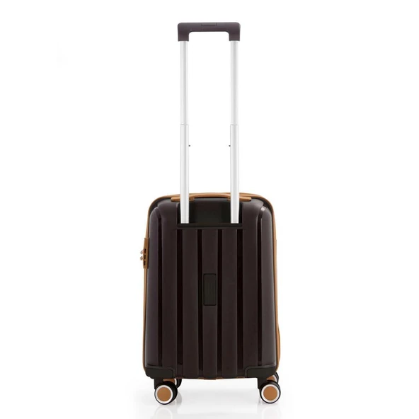 MÇS 3lü Set Kırılmaz Silikon Valiz Bavul V305 Acı Kahve/Şampanya - Resim 5