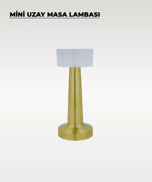 Gold Mini Uzay Masa Lambası - Dokunmatik - 3 Renk Işık - Resim 3