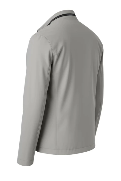 Erkek Beyaz Pamuk Polyester Karışımlı Su İtici İçi Kürklü Kaban – Rüzgar Geçirmez, Hafif ve Dayanıklı - Resim 4