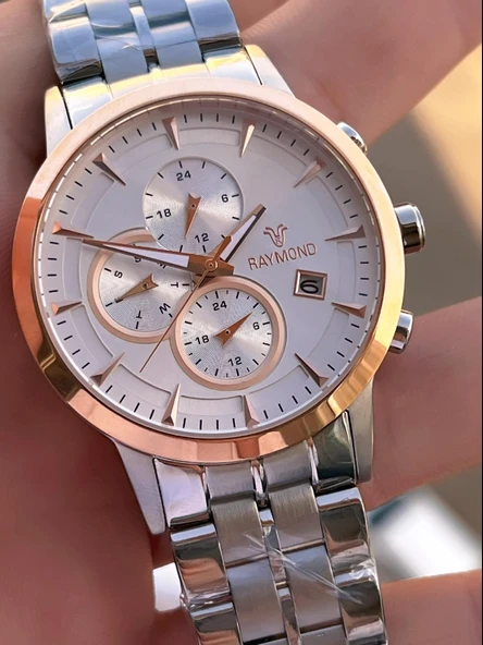 Raymond Nişan Ve Damatlara Özel Çelik Kordon 2 Yıl Garantili 5 Atm Erkek Kol Saati+Bileklik RMD.30 - Resim 3