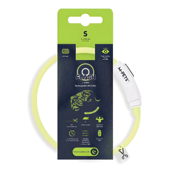 M-Pets Flash Ledli Boyun Tasması Neon Yeşil S