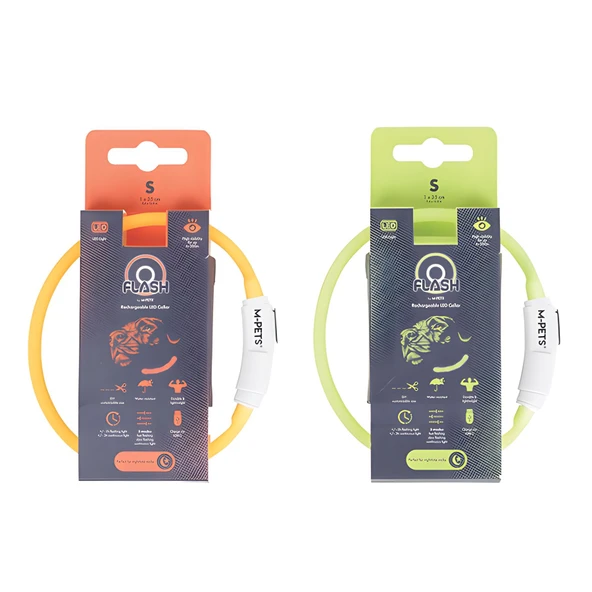 M-Pets Flash Ledli Boyun Tasması Neon Turuncu S - 4