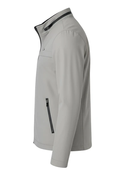 Erkek Beyaz Pamuk Polyester Karışımlı Su İtici İçi Kürklü Kaban – Rüzgar Geçirmez, Hafif ve Dayanıklı - Resim 2