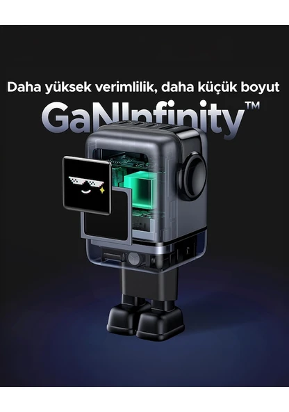 Ugreen Nexode Uno 100W Robot GaN Hızlı Şarj Cihazı 3xUSB-C, 1xUSB-A, Gri, 45515B - 10