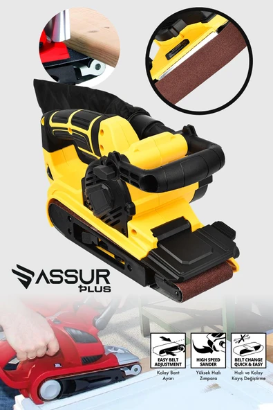 Assur Plus 900W Elektrikli Vakumlu Tozsuz Cila Özellikli Tank Zımpara Makinesi - 2