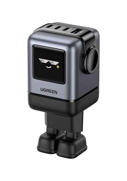 Ugreen Nexode Uno 100W Robot GaN Hızlı Şarj Cihazı 3xUSB-C, 1xUSB-A, Gri, 45515B - 1