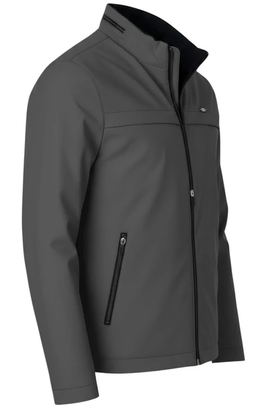 Erkek Gri Pamuk Polyester Karışımlı Su İtici İçi Kürklü Kaban – Rüzgar Geçirmez, Hafif ve Dayanıklı - 2