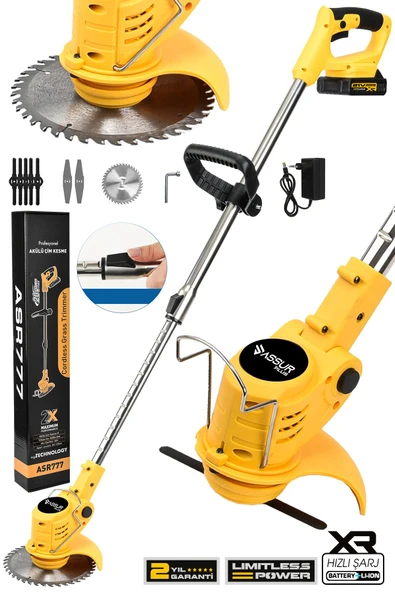Assur Plus 21V Çift Akü Uzatma Kollu Çim Çalı Ot Biçme Tırpanı - 1