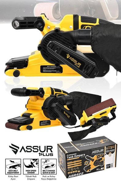 Assur Plus 900W Elektrikli Vakumlu Tozsuz Cila Özellikli Tank Zımpara Makinesi - 1
