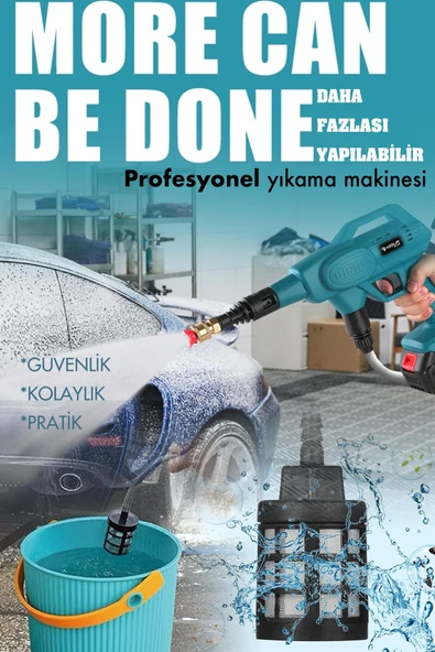 Assur Plus 21V Kömürsüz Motor Yüksek Basınçlı Akülü Oto Araba Yıkama Makinesi Şarjlı - Resim 4